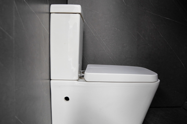 Rest Spacee design interior with installed bathroom fixtures including modern white toilet.
